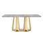 Table de salle à manger en marbre pour 6 personnes, table de salle à manger rectangulaire en faux marbre 70 po avec base en acier inoxydable à finition miroir, table de cuisine moderne en marbre de grande taille-1985442616-1985442617