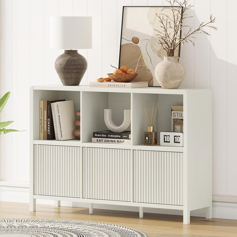 Bibliothèque en bois Guinna, Blanc rétro