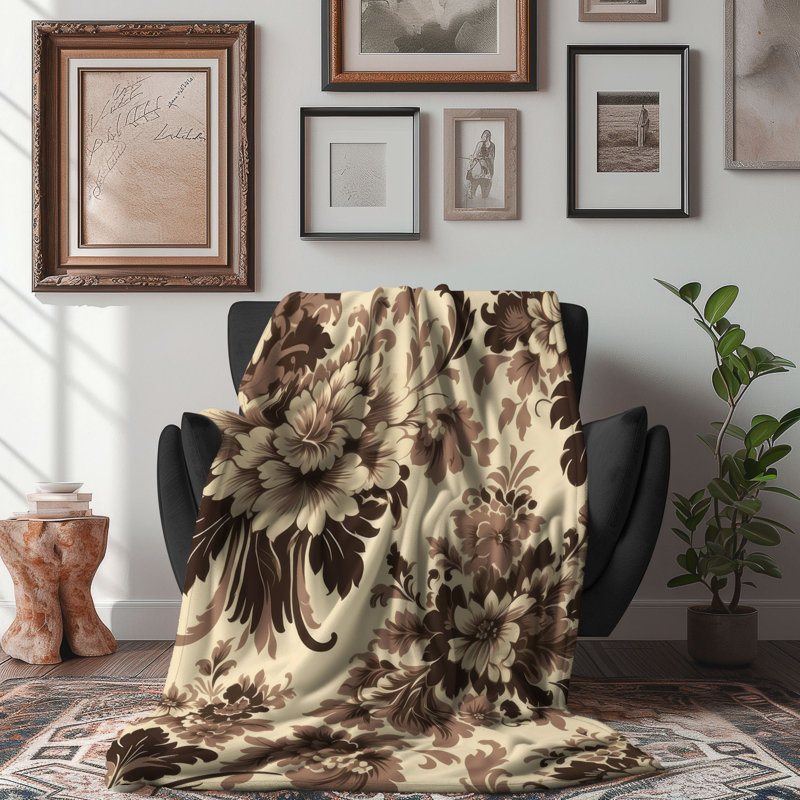Jeté , Lit simple, Classic Damask Rose