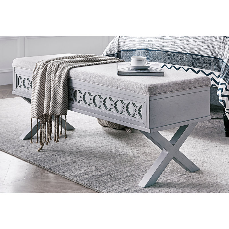 Virgnia Linen Upholstered Bench with Flip Top