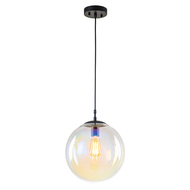 1-Light Iridescent Glass Globe Pendant Light  for Dining Room