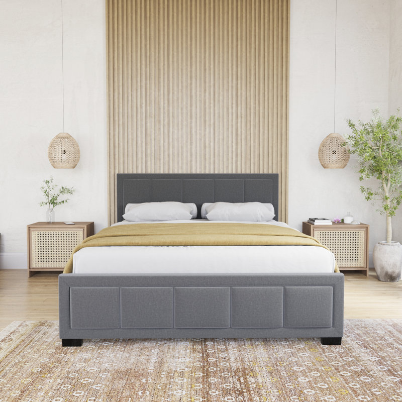 Annaira Fabric Bed Frame Bedroom Furniture, UKFR Certified, Double (4'6), Dark Grey