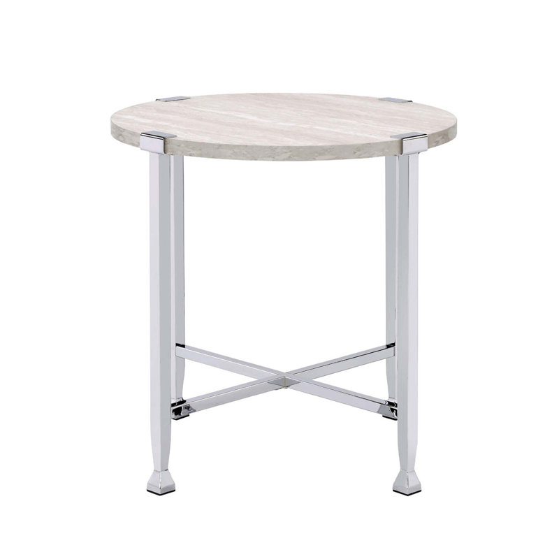Round Coffee Table With X-Shape Support