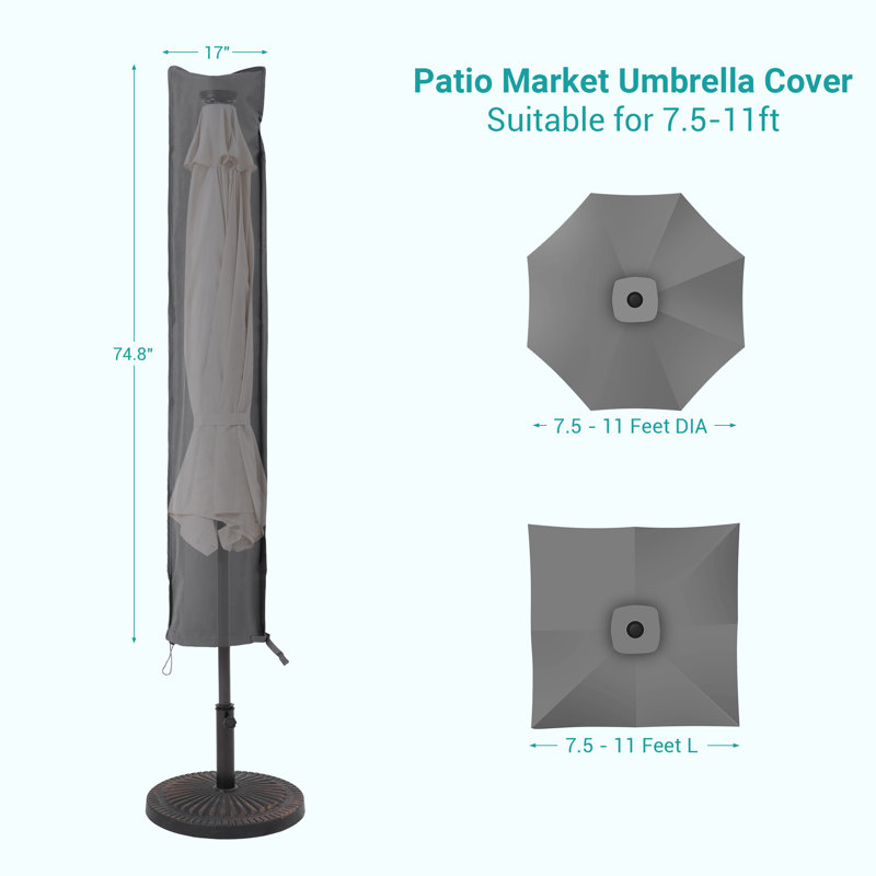 Outdoor Patio Umbrella Cover, Market Umbrella Cover, French Gray