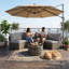 Ensemble de mobilier de patio demi-lune avec table ronde et coussin
