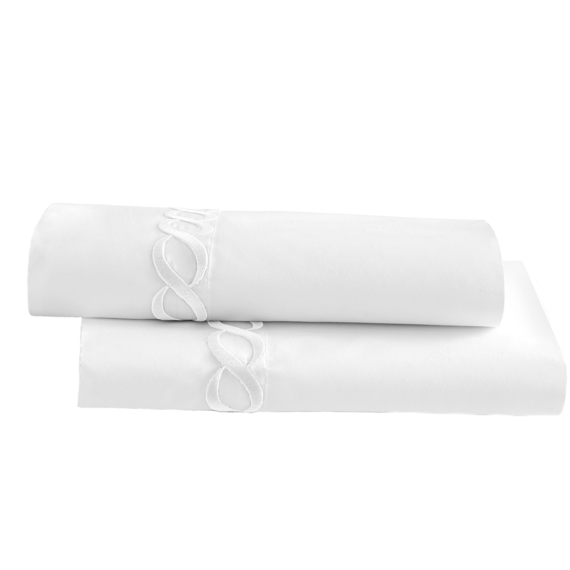 Brenna 300 Thread Count Embroidered Cotton Blend Percale Pillowcases (Set of 2), King, White
