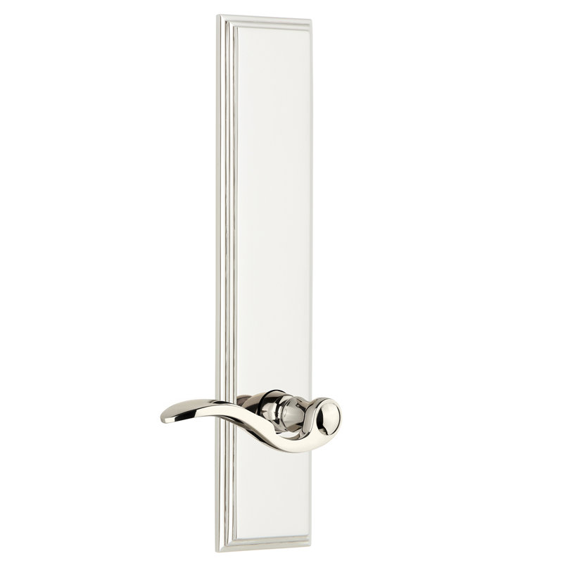 Grandeur Carré Tall Plate Privacy with Bellagio Lever, Left Handed, 2 3/4", Polished Nickel