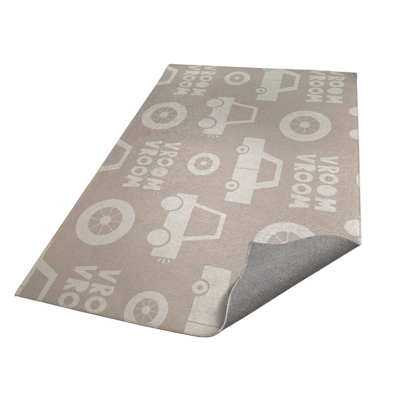 Vroom vroom Colorized Kids Play Mat, Taupe, Rectangle 24" x 36"