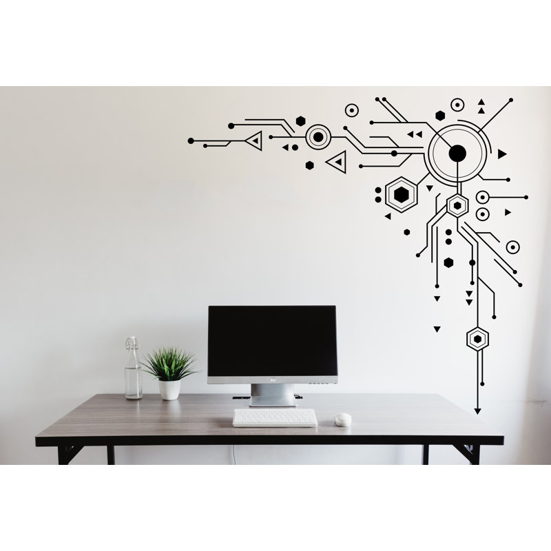 Adhésif décoratif carte de circuit imprimé moderne - autocollant futuriste d'inspiration technique pour le bureau et la maison 545RS