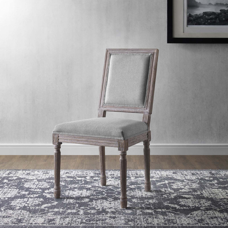 Chaise d'appoint de salle à manger rembourrée Court Vintage, Gris clair