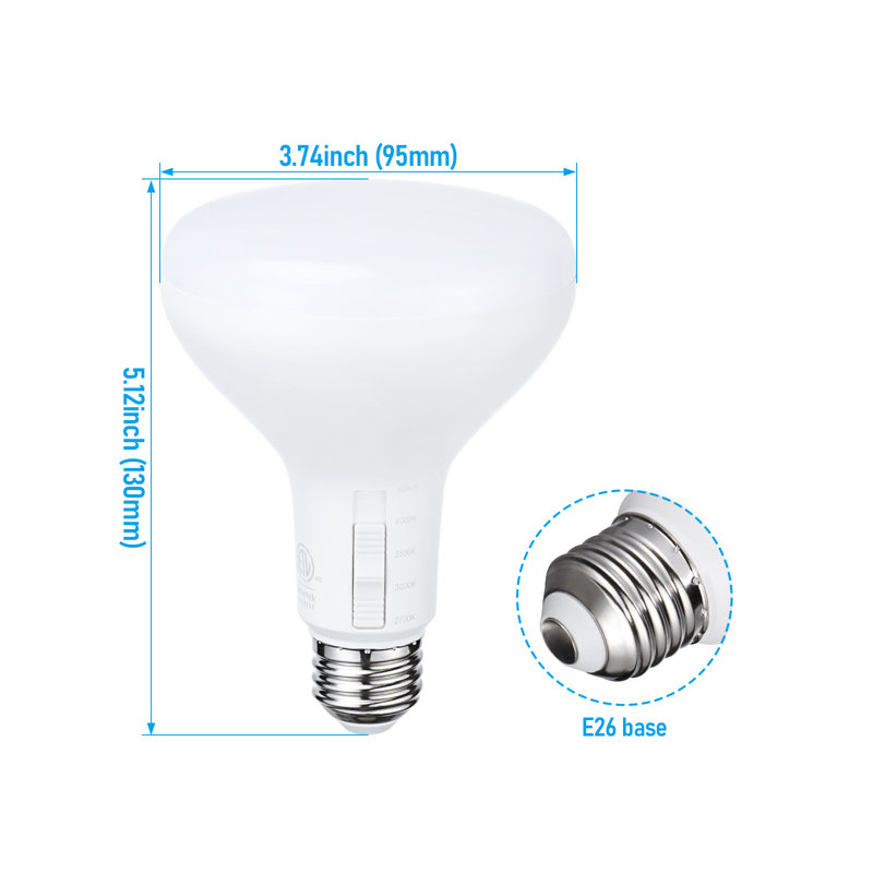 5 ampoules DEL CC30 BR30 équivalentes à 65 W, homologuées UL / FCC, ampoules DEL à intensité variable, ampoules encastrées à culot, base E26