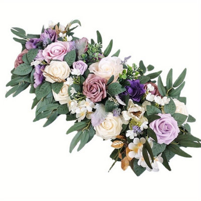 27,5 po Faux mariage fleur rangée rose soie fausse fleur arche fond fenêtre affichage floral fête décoration intérieure