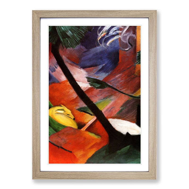 Sleeping Deer in the Forest by Franz Marc - Picture Frame Painting, Oak Framed, 36cm H x 27cm W x 2cm D