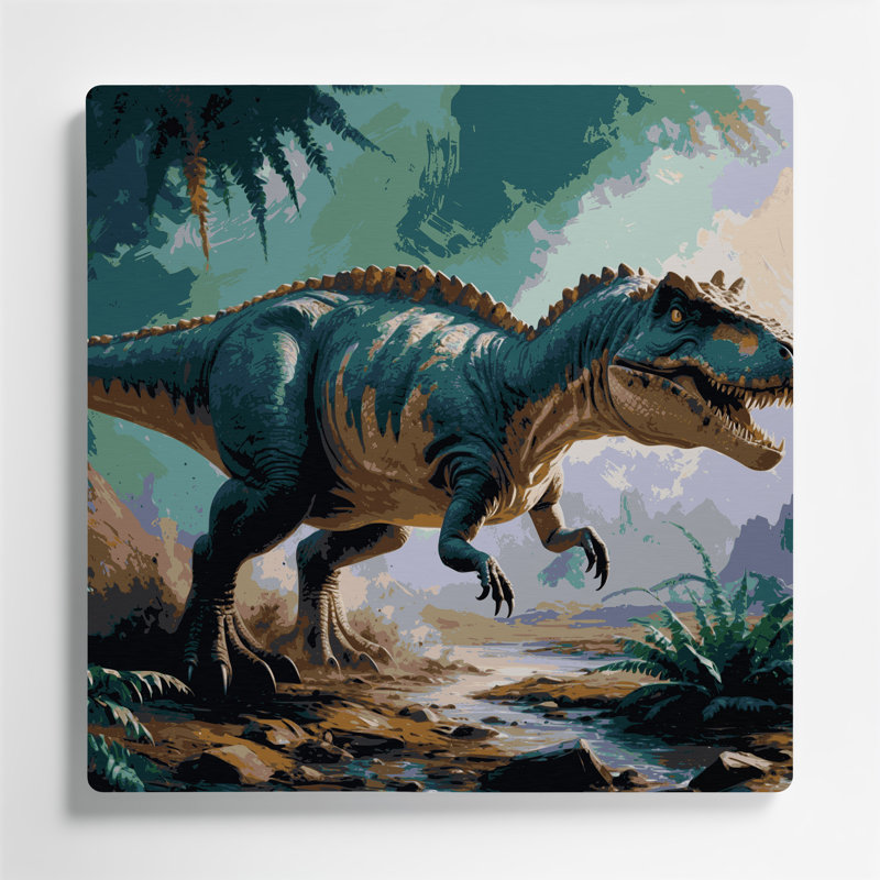 «Dinosaur Styracosaurus», art mural en métal noir, H 32 po x l 32 po