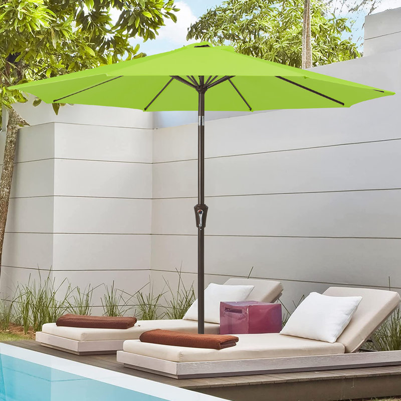 Parasol de marché inclinable Germar, Vert pomme, H 95,7 po x l 120 po x P 120 po