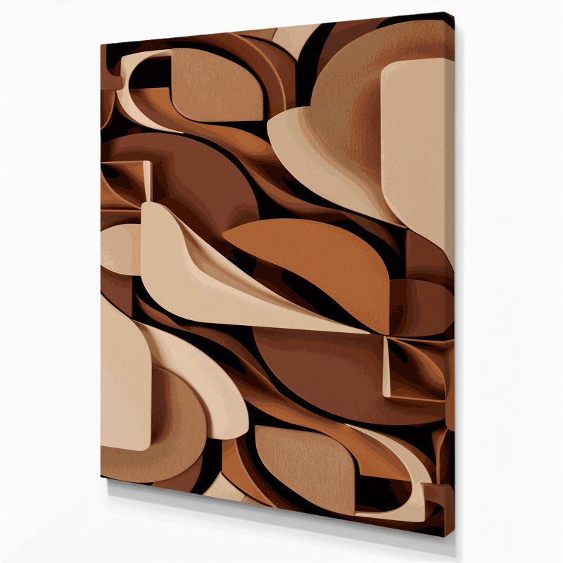 Art abstrait sur toile 10 formes abstraites brunes, H 10 po x l 8 po