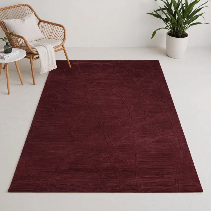 Abstract Red Indoor and Outdoor Area Rug, Rectangle 3' x 5'