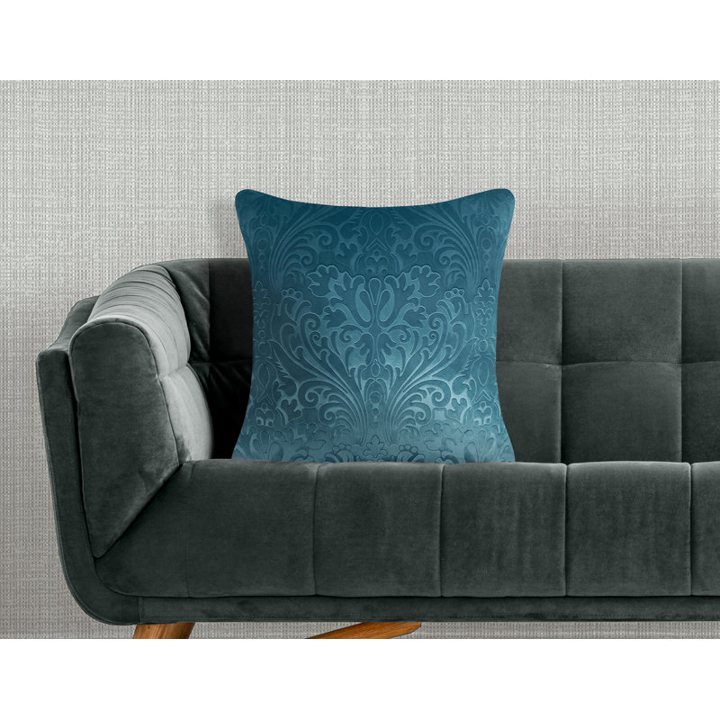 Edie@Home Damask Feather Reversible Throw Pillow, Teal