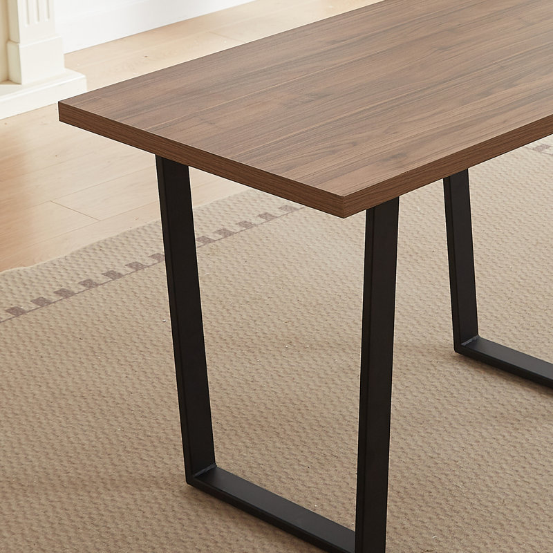 43.3 In.  Rectangular Dining Table  With Black Metal Legs