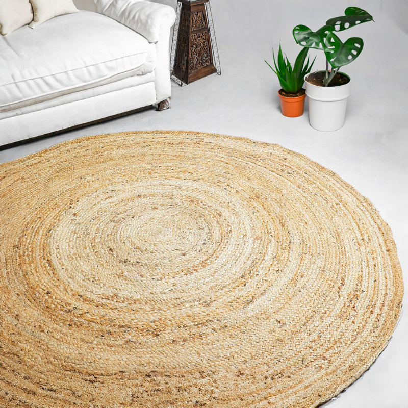 Tapis naturel tressé à la main, Rond 8 pi