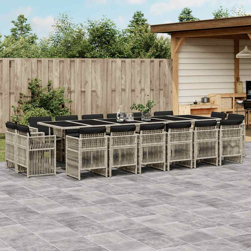 Patio Dining Set with, Light Grey, Black, 17 Pieces: Table, 16 Chairs