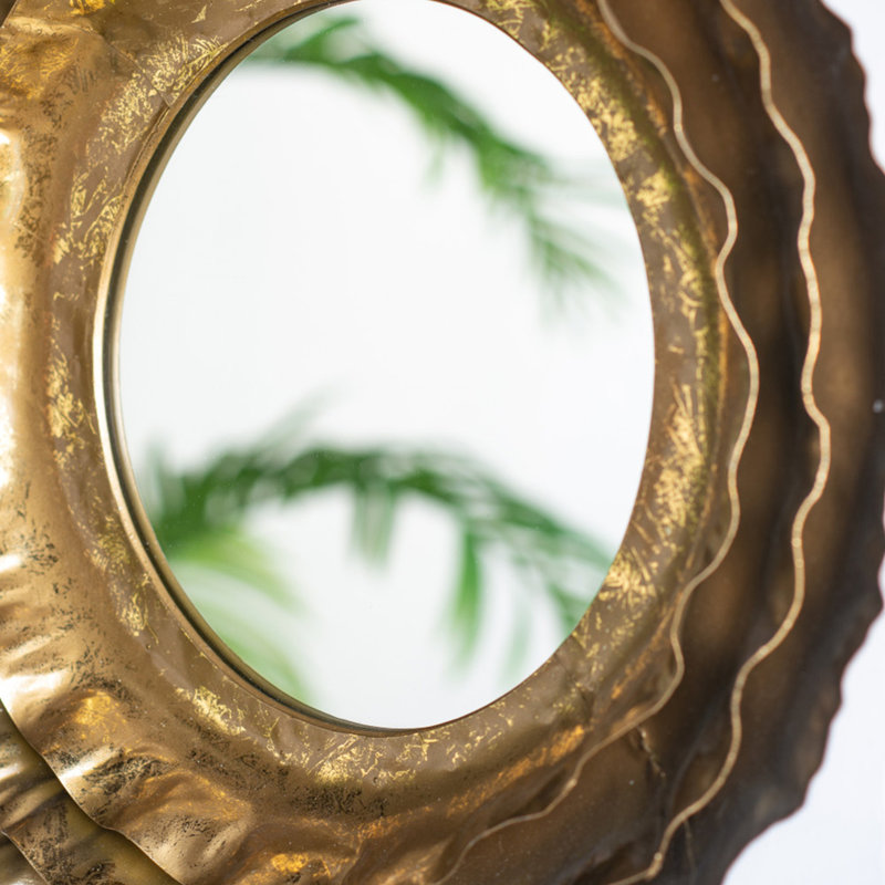 Miroir mural rond 16 po avec cadre en métal doré, miroir d'appoint Mid-Century moderne pour le salon