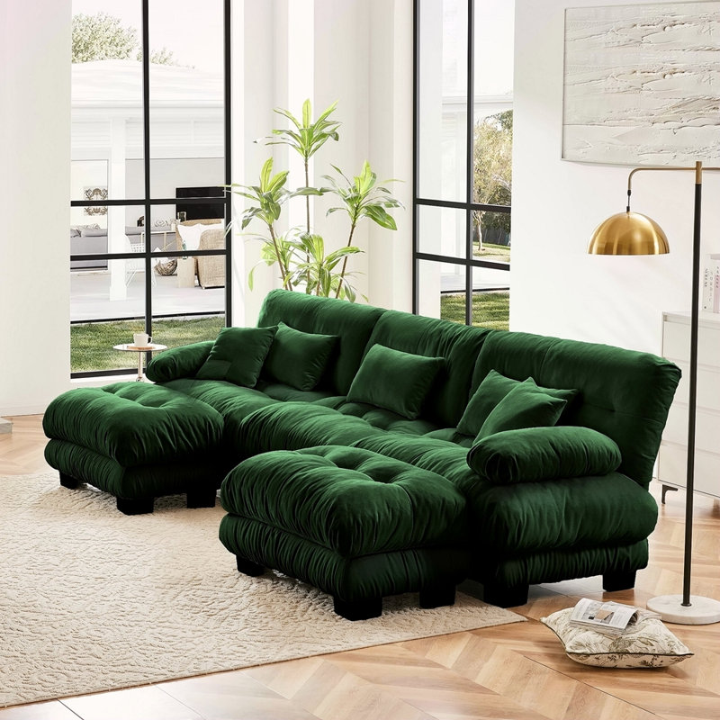 Canapé modulaire Luxury Luxury, H 35,4 po x l 133,8 po x P 59,6 po, 3, Vert
