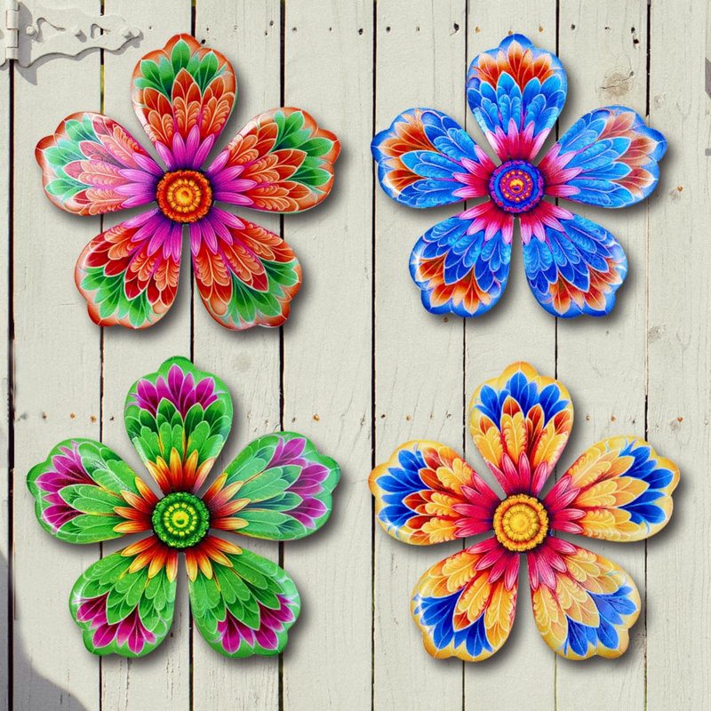 6.2'' Metal Flowers Wall Hanging Decor 4pcs