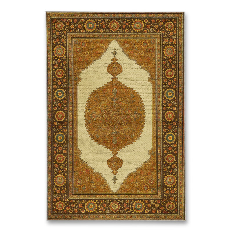 Tapis beige tissé traditionnel Mosso, 3'3" x 4'11"