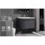 Meuble-lavabo 24 po avec lavabo en céramique et porte d'armoire à fermeture en douceur, fixation murale flottante, bonde escamotable, siphon inclus, gris (sans robinet)-1324781154-1324781155