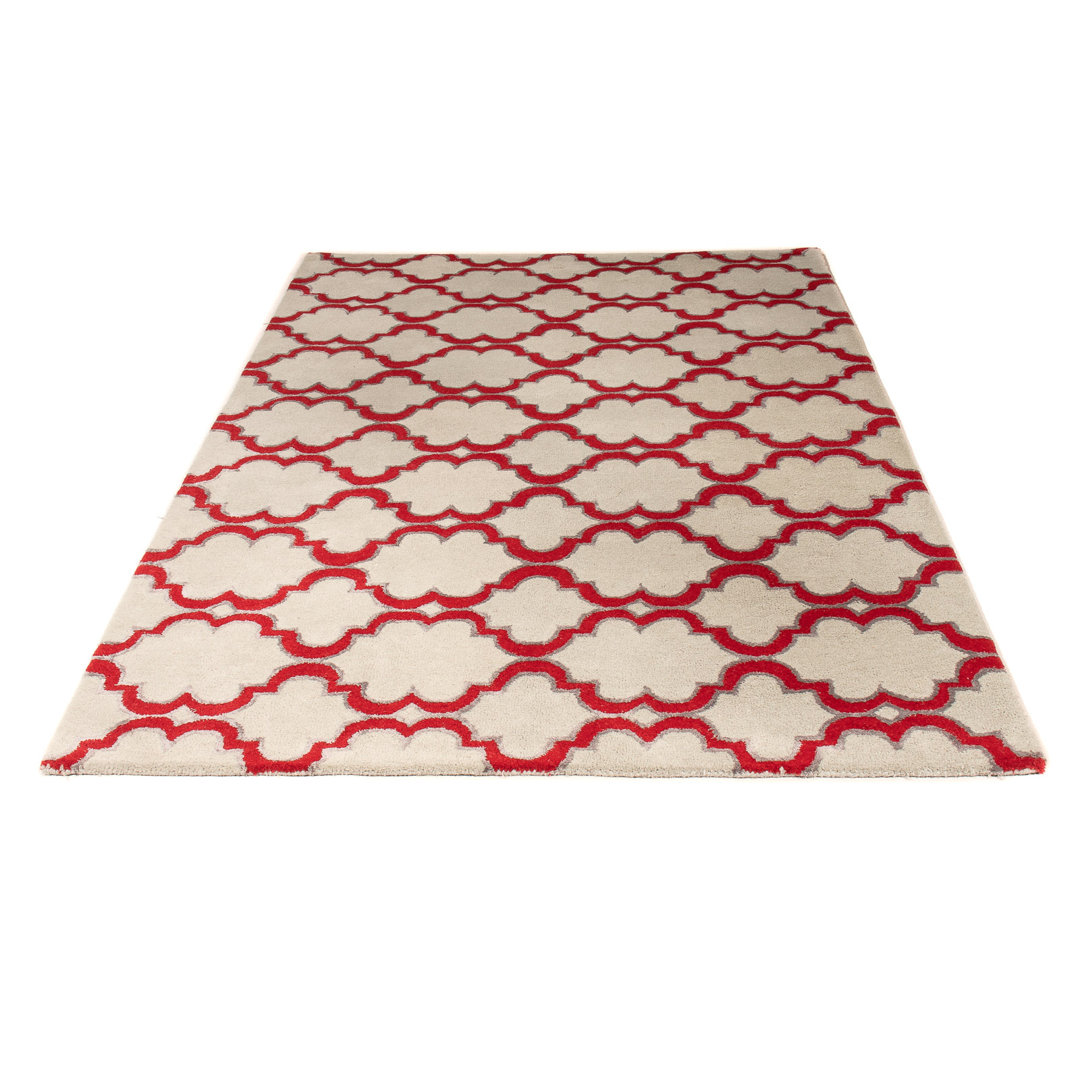 One-of-a-Kind Androw Hand-Knotted 160cm x 230cm Wool Area Rug in Beige/Red