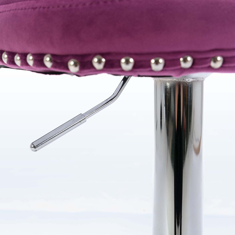 Tabouret pivotant à hauteur réglable Julias, Mauve / argenté