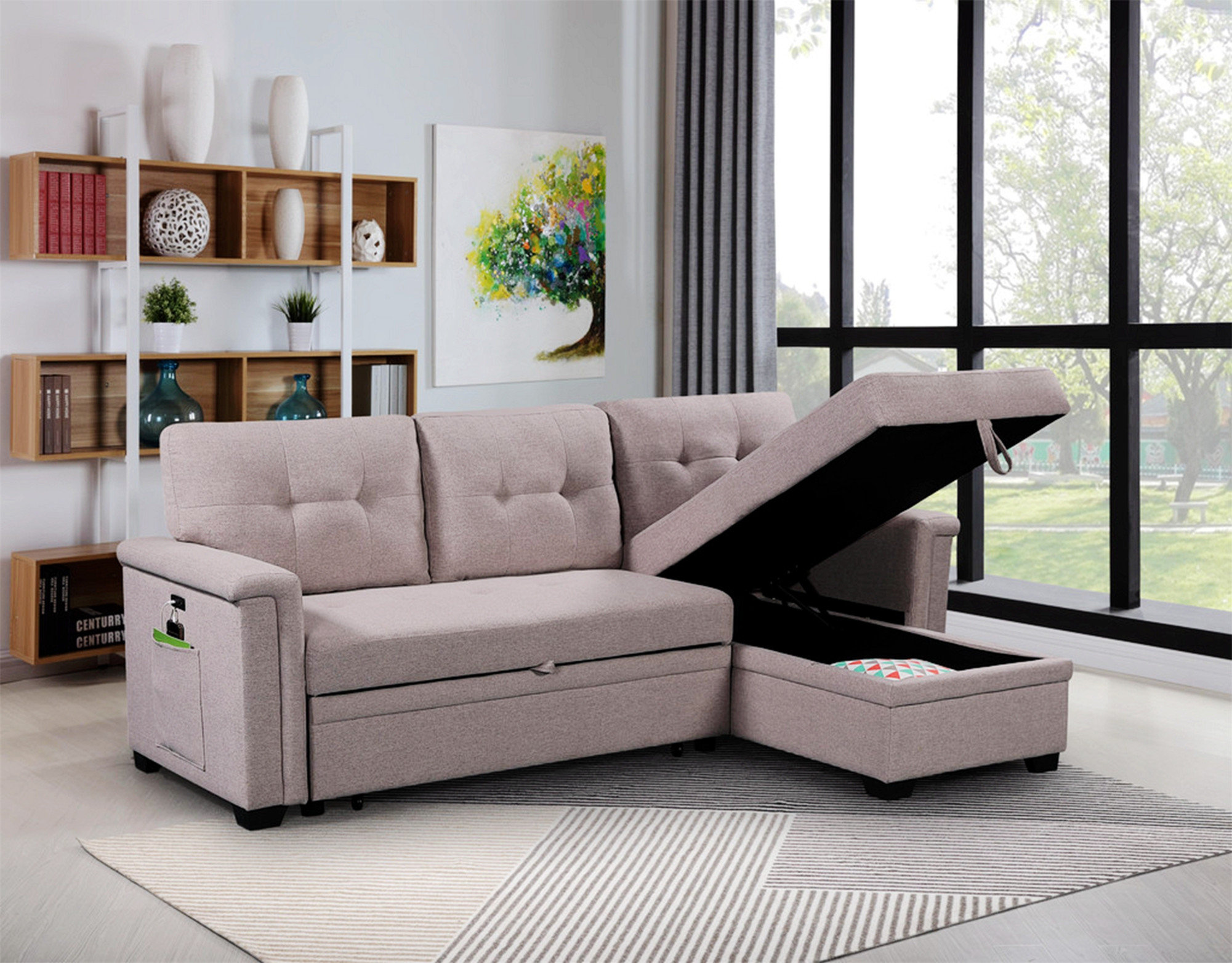 Latitude Run® Lyniya 84.09'' Upholstered Sleeper Sofa | Wayfair