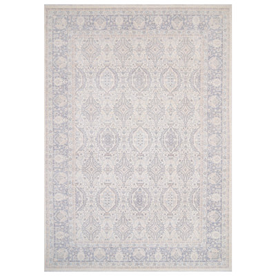 High-Quality Hand-Knotted Ivory And Light Grey Area Rug