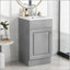 Meuble-lavabo de 18 pouces avec lavabo en céramique, porte à fermeture en douceur et tablette réglable pour les salles de bain modernes-1882068740