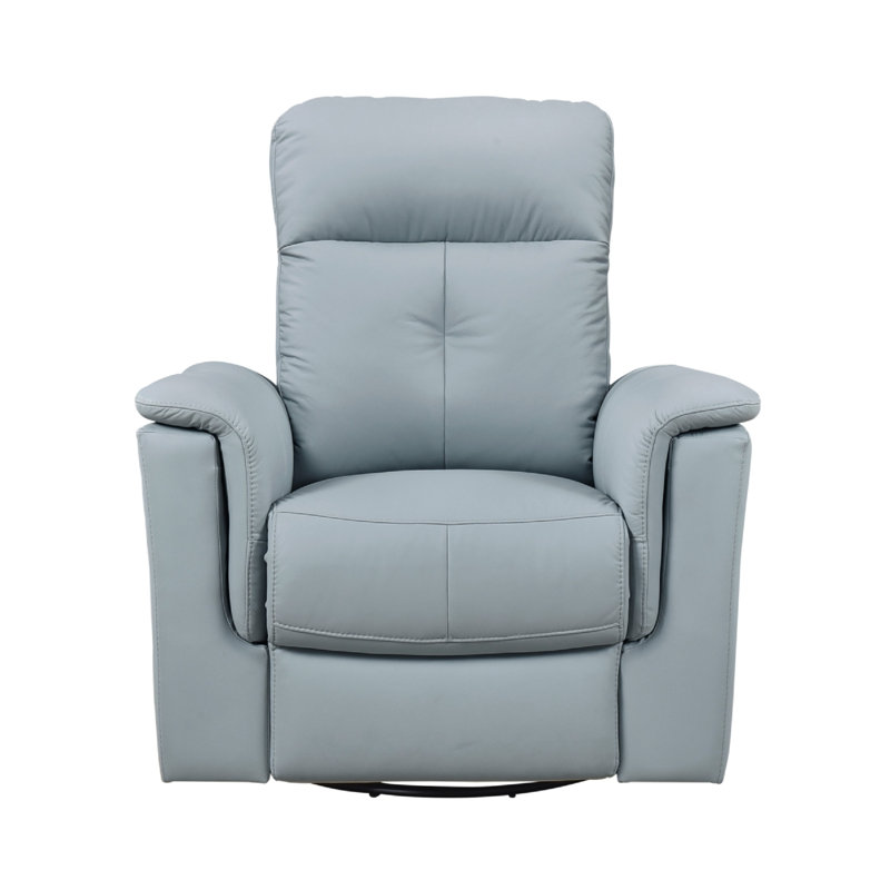 Rem Swivel Glider Manual Reclining Chair, Light Blue Top Grain Leather, Light Blue