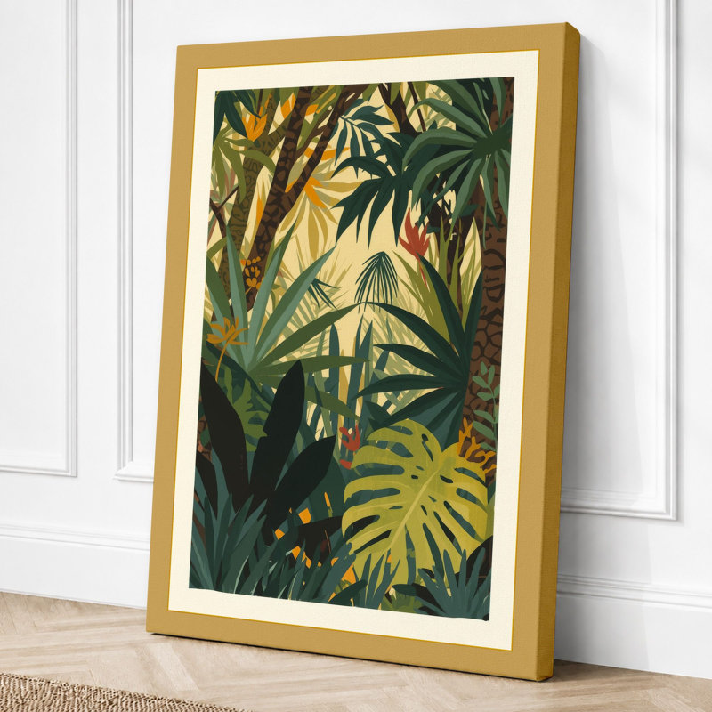 Jungle Canopy Tropical - Wrapped Canvas, 18x12 - 45.7 x 30.5 cm, Ochre Border