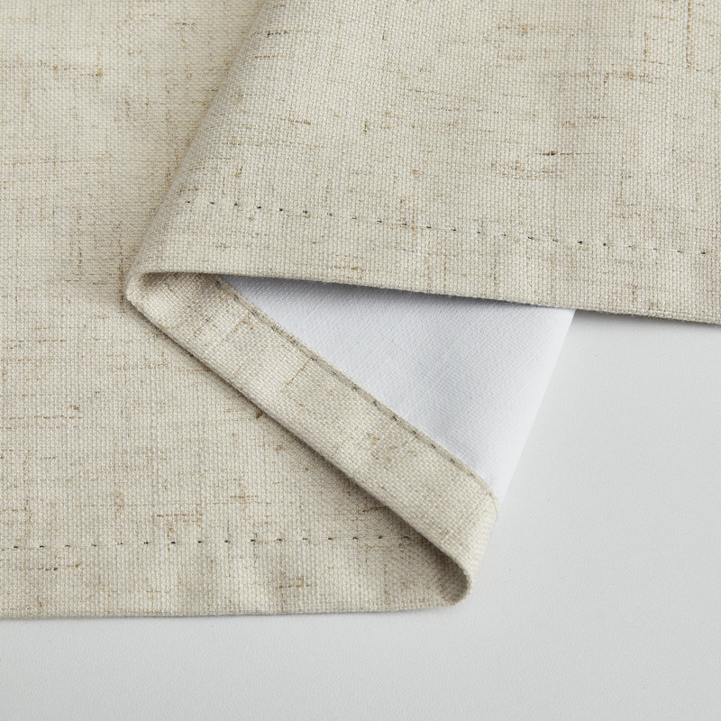 Leming 100% Waterproof and Blackout Solid Color Polyester Linen Textured Grommets Curtains Panel, 52" W x 90" L, Beige