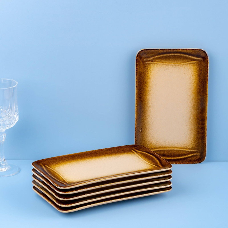 Plateau en porcelaine de qualité supérieure SAHara | Plateau rectangulaire large | Va au micro-ondes et au lave-vaisselle