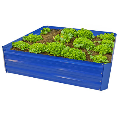 Rondrick Galvanized Steel Outdoor Raised Garden Bed - Blue - 4' W x 4' D x 1' H
