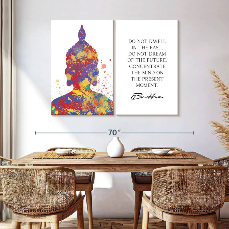 " Do Not Dwell Zen Quote " 2 - Pieces, 42" H x 57" W x 1.25" D