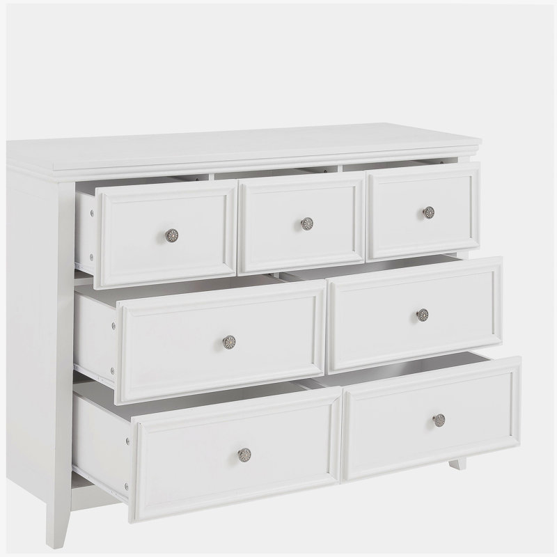 Modern 7 Drawers Dresser 7 Drawers Cabinet,Chest of Drawers Closet Organizers and Storage Clothes Storage Drawers Cabinet for Living Room, Farmhouse Dresser Organizer White