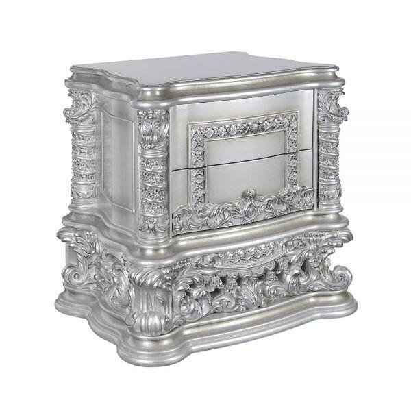 Heckstein 2-Drawer Nightstand in Antique Platinum