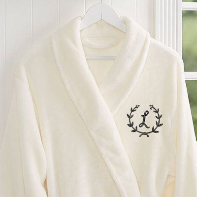 Couronne florale brodée luxueuse robe en molleton ivoire