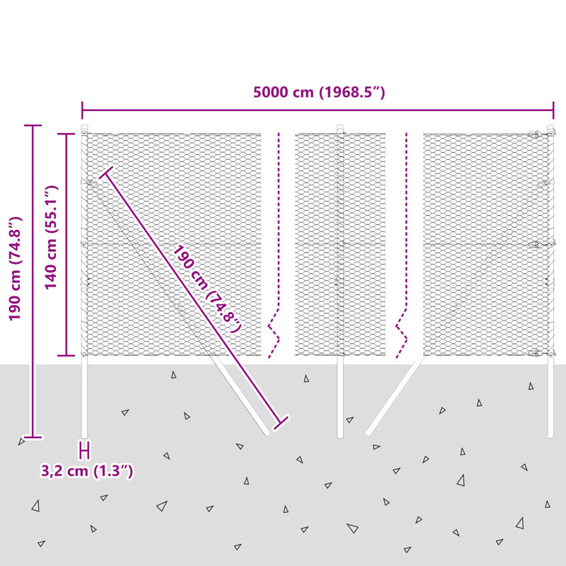 Hexagon Fence Steel, 140cm H x 5000cm W, Green