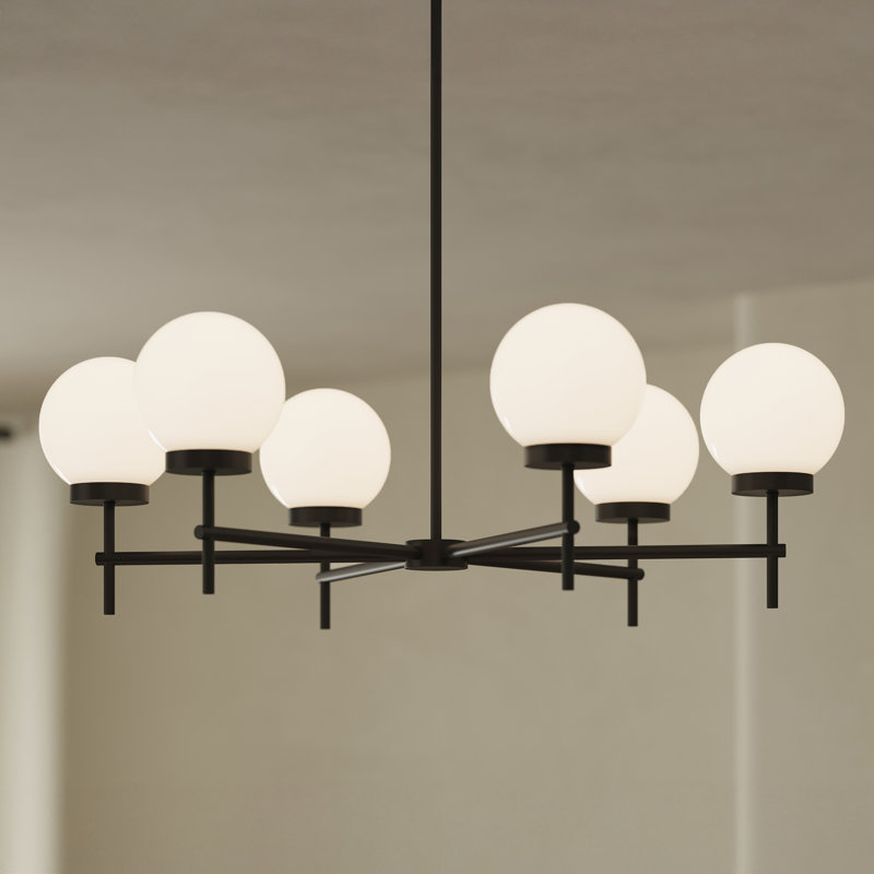 Rigsby Six-Light Matte Black Medium Chandelier, Matte Black