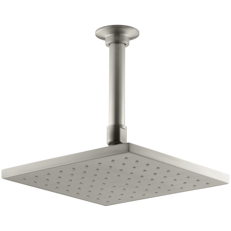 Rainhead carré 8" avec pulvérisation gonflable avec d’katalyst air de style contemporain, 2,0 gpm, Nickel brossé éclatant