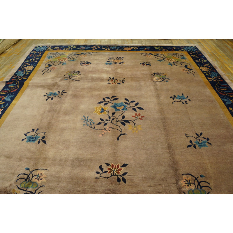 Antique Peking Room Size Wool Brown Earth Tone Rug