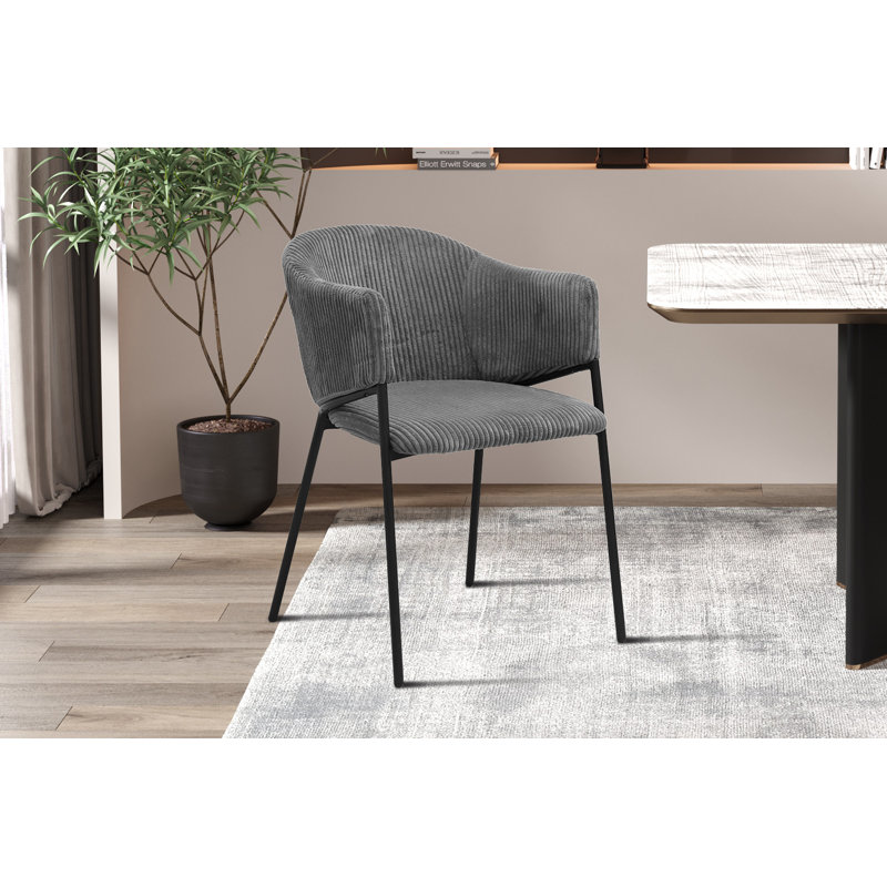 Phuket 47.5cm H Upholstered Metal Side Chair, Dark Grey