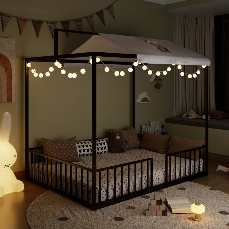 Lit convertible 3-en-1 Montessori, Noir, Double